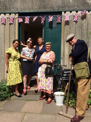 Avoncroft Museum, July 2016. Michelle, Lou, Elisabeth and costumed interpreters | Prefab Museum