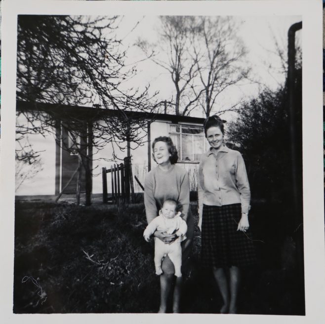 Penny Bishop and family outside their prefab in Willesden | Hearn, Jane