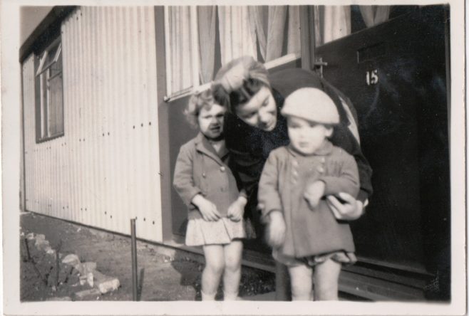 Kathryn with her mum Connie and brother Neal outside their prefab in St Pauls Cray | Hearn, Jane